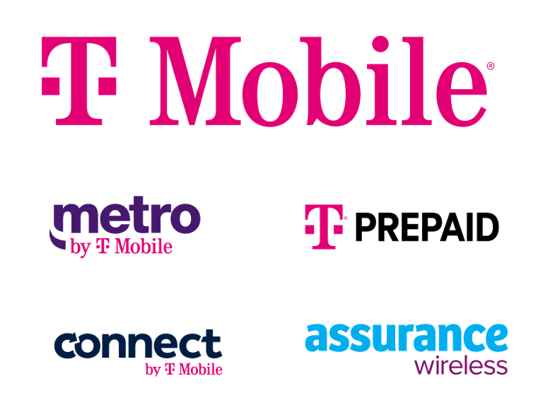 T-Mobile. Metro by T-Mobile. T-Mobile Prepaid. Connect by T-Mobile. Assurance Wireless.